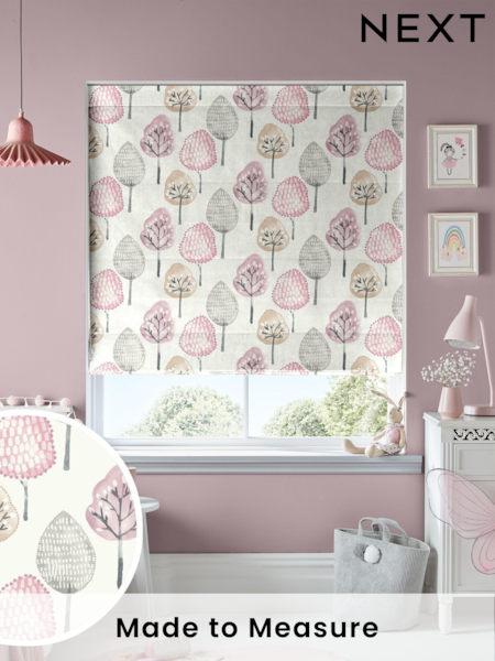 Blush Pink Trees Made To Measure Roman 100% Cotton Blind (U47711) | £70