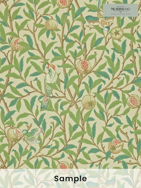 Morris & Co. Green Bird Pomegranate Wallpaper (U48594) | £1