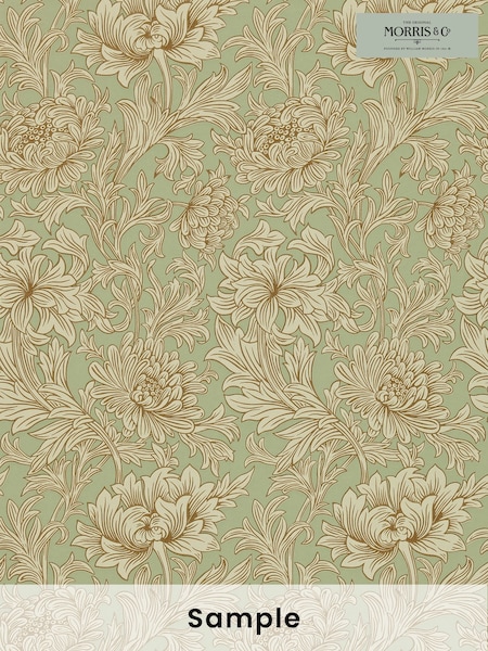 Morris & Co. Green Chrysanthemum Toile Wallpaper (U48625) | £1