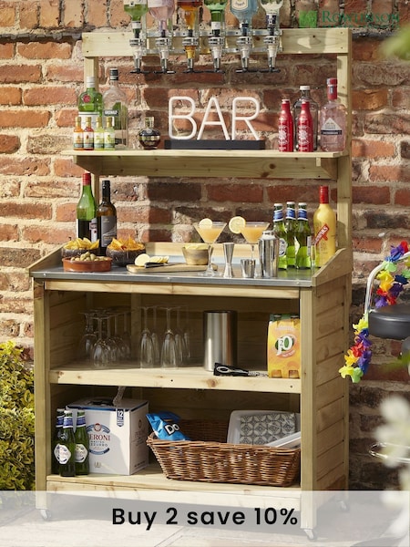 Rowlinson Brown Garden Multi Functional Wooden Mini Bar (U49474) | £275