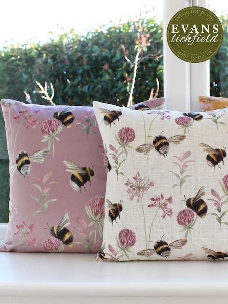Evans Lichfield Heather Purple Country Bee Garden Velvet Cushion (U49904) | £17