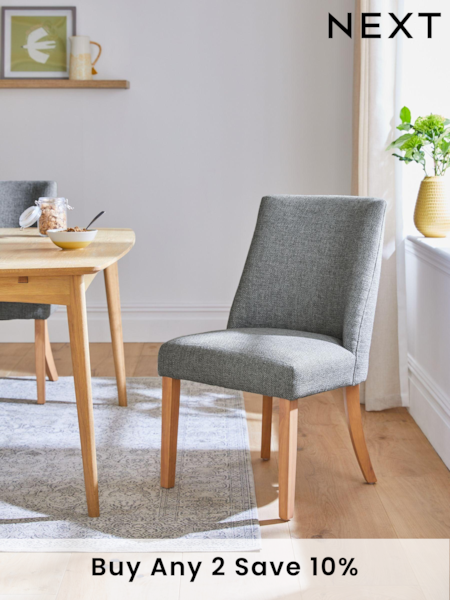 Set of 2 Chunky Weave Mid Grey Wolton Collection Luxe Dining Chairs (U49951) | £340