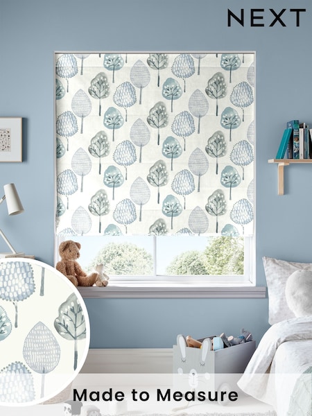 Sky Blue Trees Made To Measure Roman 100% Cotton Blind (U51335) | £70