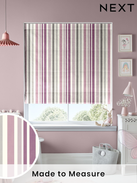 Pink Stripe Made To Measure Roman 100% Cotton Blind (U51340) | £70