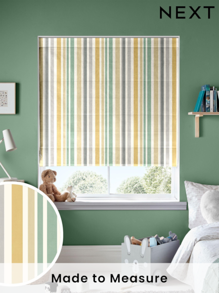 Yellow Multi Kids Stripe Made To Measure Roman 100% Cotton Blind (U51341) | £70