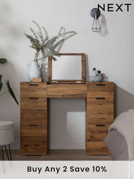 Dark Bronx Oak Effect 6 Drawer Dressing Table (U52356) | £399