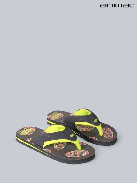 Animal Black/Yellow Kids Jekyl Flip-Flops (U52670) | £20