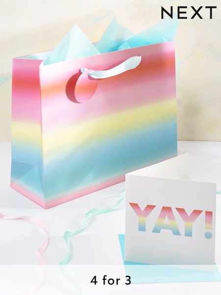 Pastel Ombre Card and Gift Bag Set (U53401) | £4