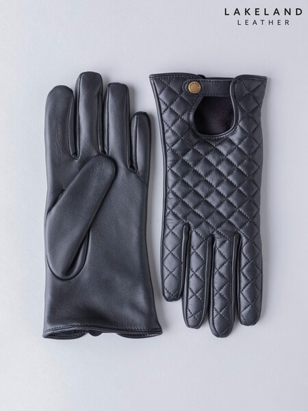 Lakeland Leather Black Tarn Leather Quilted Winter Gloves (U53831) | £18.50