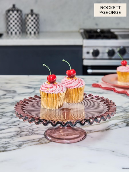 Rockett St George Pink Vintage Inspired Glass Cake Stand (U54397) | £25