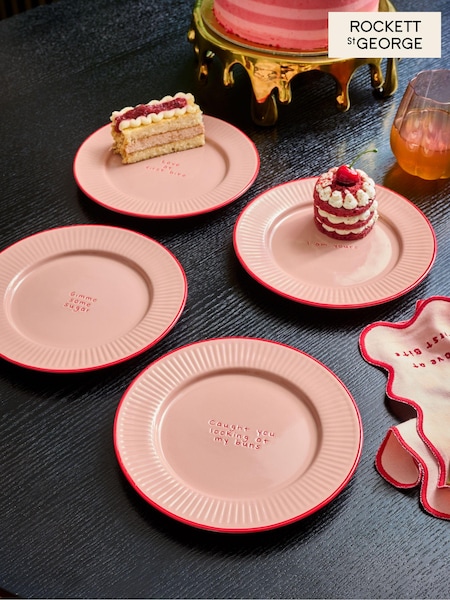 Rockett St George Pink & Red First Bite Side Plates Set Of 4 (U54681) | £30