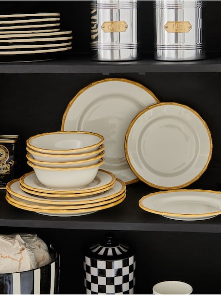 Rockett St George 12 Piece White Bamboo Viscose Dinner Set (U54718) | £125
