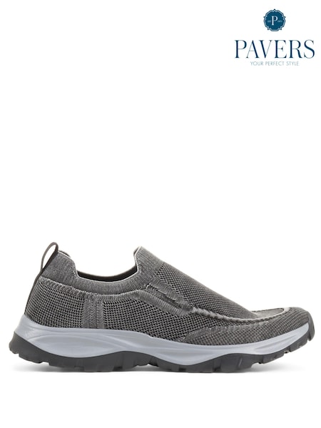Pavers Grey Lightweight Slip On Trainers (U55868) | £40