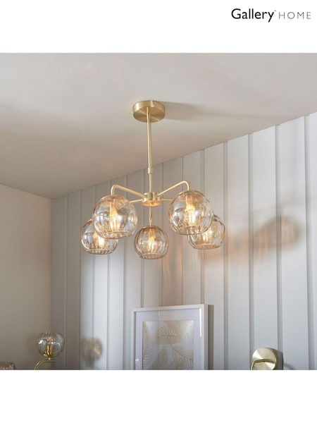 Gallery Home Gold 5 Light Chandelier Dilan Ceiling Light (U55991) | £196