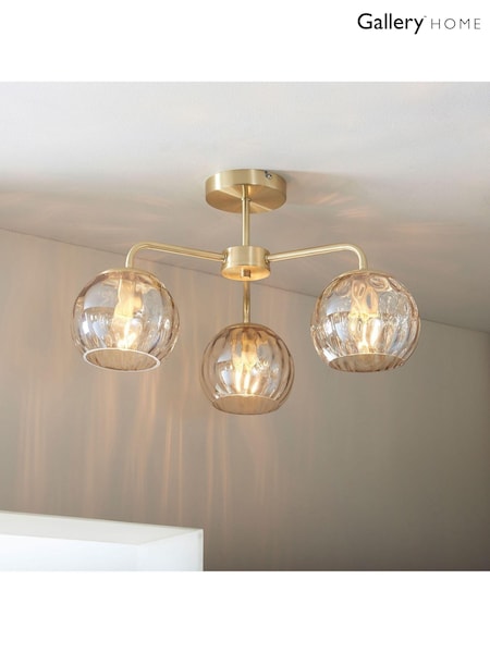 Gallery Home Gold 3 Light Flush Dilan Ceiling Light (U55993) | £118