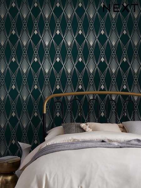 Blue Deco Geometric A4 Wallpaper Sample (U58305) | £1