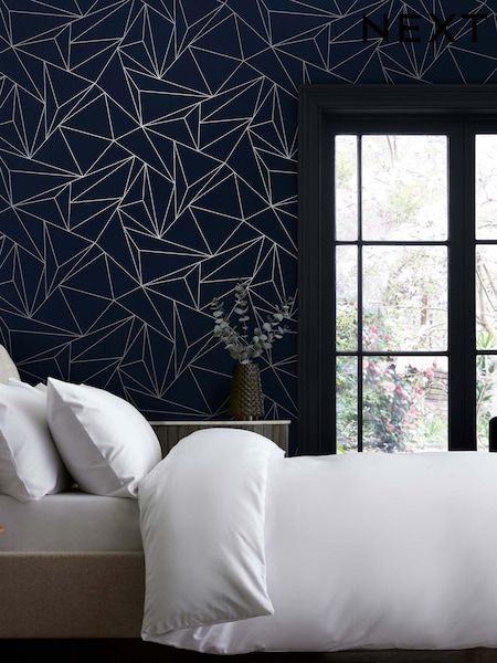 Navy Blue Abstract Geo A4 Wallpaper Sample (U58403) | £1