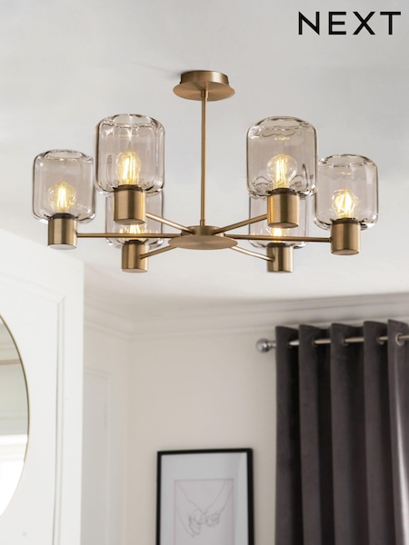 Smoke Grey Jensen 6 Light Flush Ceiling Light (U58856) | £215
