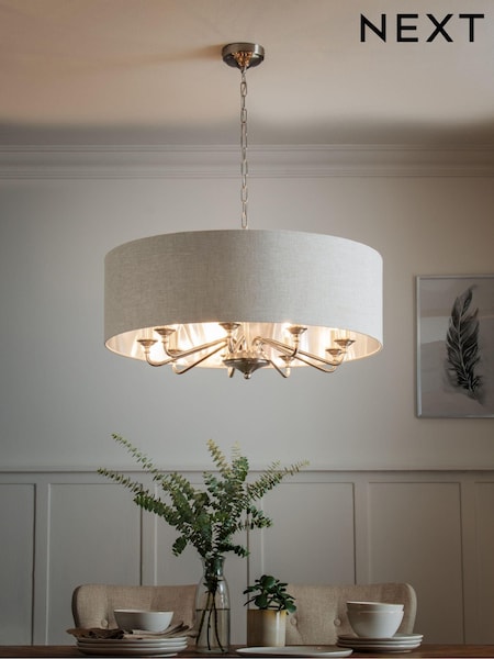 Brushed Chrome Burford 9 Light Chandelier Light (U58865) | £185