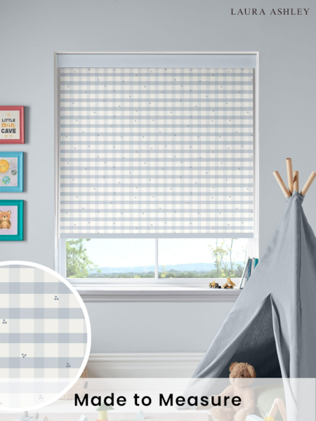 Laura Ashley Pale Seaspray Blue Alphabet Gingham Made To Measure Roller Blind (U61036) | £58