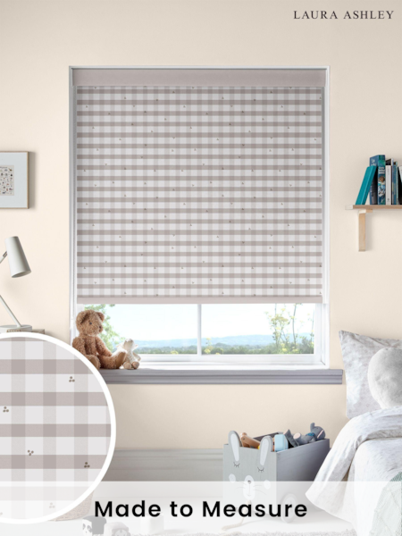 Laura Ashley Linen Natural Alphabet Gingham Made To Measure Roller Blind (U61037) | £58