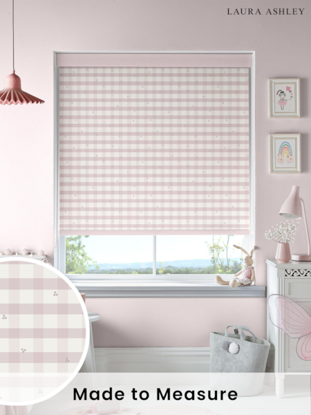 Laura Ashley Blush Pink Alphabet Gingham Made To Measure Roller Blind (U61038) | £58