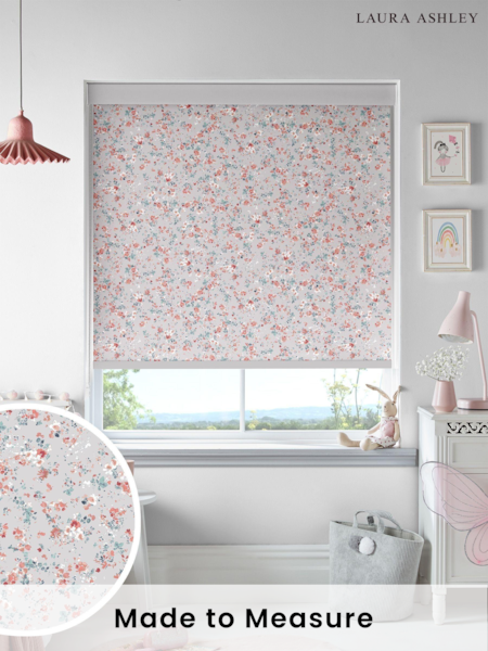 Laura Ashley Pale Steel Grey Blossoms Made To Measure Roller Blind (U61044) | £58