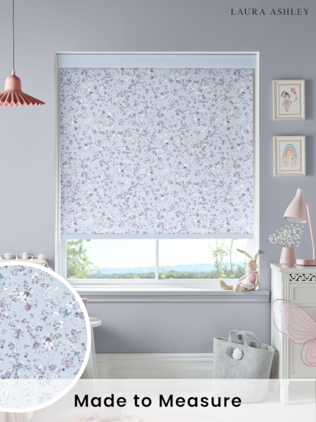 Laura Ashley Chalk Blue Blossoms Made To Measure Roller Blind (U61046) | £58