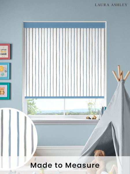 Laura Ashley Pale Steel Grey Painterly Stripe Made To Measure Roller Blind (U61051) | £58