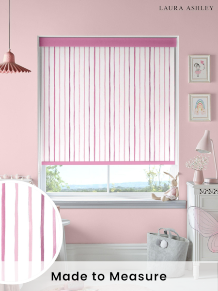 Laura Ashley Dark Blush Pink Painterly Stripe Made To Measure Roller Blind (U61053) | £58