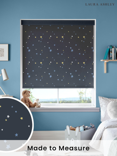 Laura Ashley Midnight Blue Painterly Stars Made To Measure Roller Blind (U61054) | £58