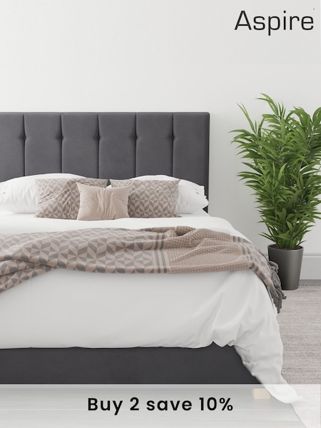 Aspire Furniture Steel Grey Hepburn Velvet End Lift Ottoman Storage Bed (U61146) | £425 - £675
