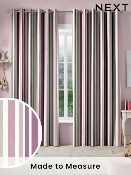 Pink Stripe Made To Measure 100% Cotton Curtains (U61347) | £82