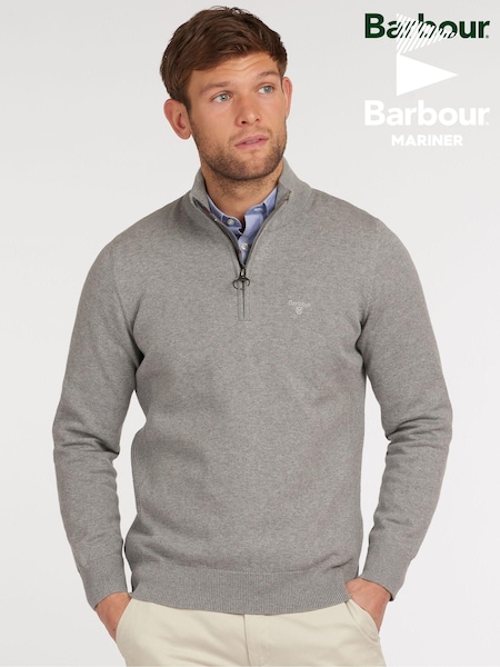 Barbour® Grey 100% Cotton Quarter Zip Jumper (U61676) | £90