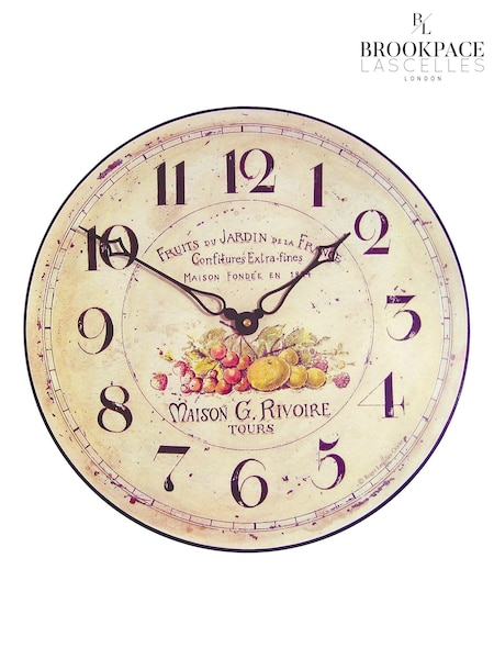 Brookpace Lascelles Cream Open Faced Garden Fruits Wall Clock (U61932) | £34