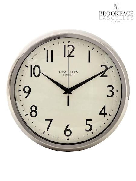 Brookpace Lascelles Chrome Deco Style Wall Clock (U61964) | £60