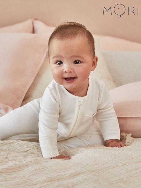 MORI Cotton & Bamboo 2 Way Zip Up Sleepsuit (U63172) | £33