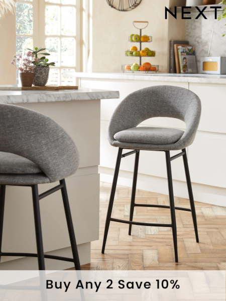 Tweedy Plain Mid Grey Hewitt Bar Stool (U63337) | £155