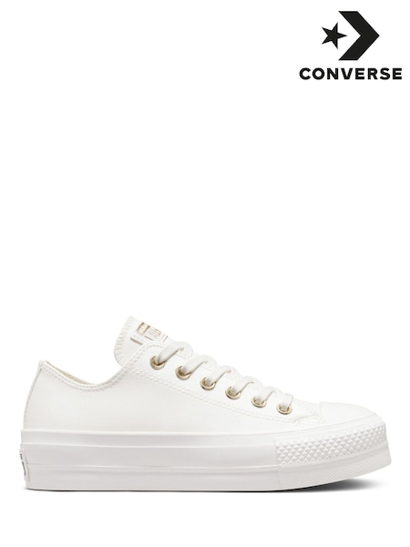 Converse White Lift Platform Low Top Trainers (U64138) | £80