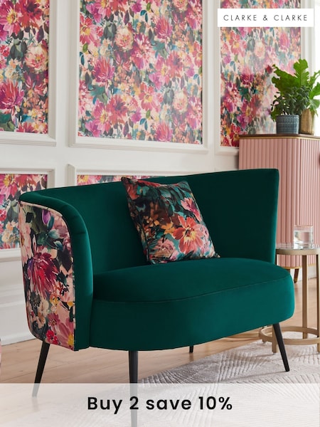 Clarke & Clarke Tahiti Fuchsia Pink Alonzo Small 2 Seater Sofa (U65066) | £575
