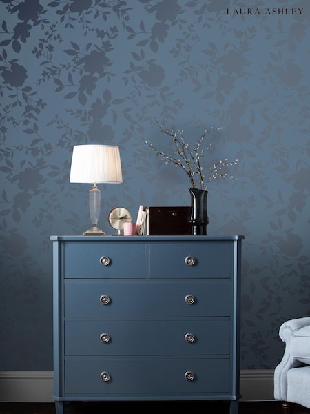 Laura Ashley Midnight Blue Westbourne A4 Wallpaper Sample (U66217) | £1