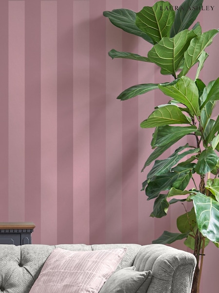 Laura Ashley Purple Lille Pearlescent Stripe A4 Wallpaper Sample (U66220) | £1