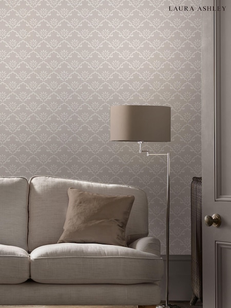 Laura Ashley Dove Grey Coralie A4 Wallpaper Sample (U66221) | £1