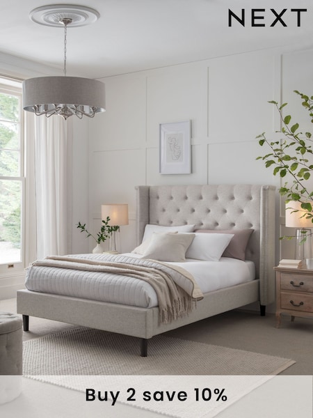 Wool Blend Natural Stone Grayson Upholstered Bed Frame (U66407) | £665 - £865
