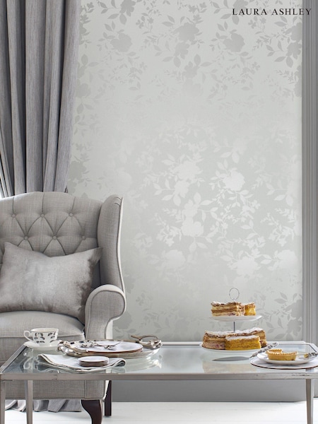 Laura Ashley Silver Westbourne 10M Wallpaper (U66494) | £48