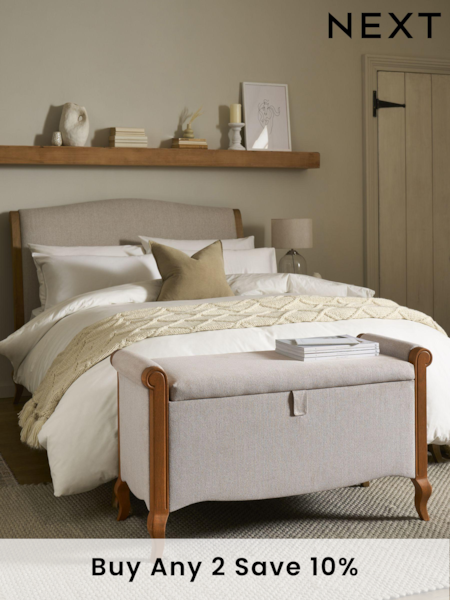 Contemporary Blend Light Natural Josie Upholstered Storage Ottoman Blanket Box (U66566) | £290