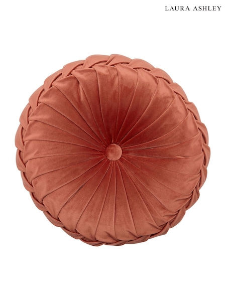 Laura Ashley Velvet Terracotta Round Rosanna Cushion (U67816) | £35