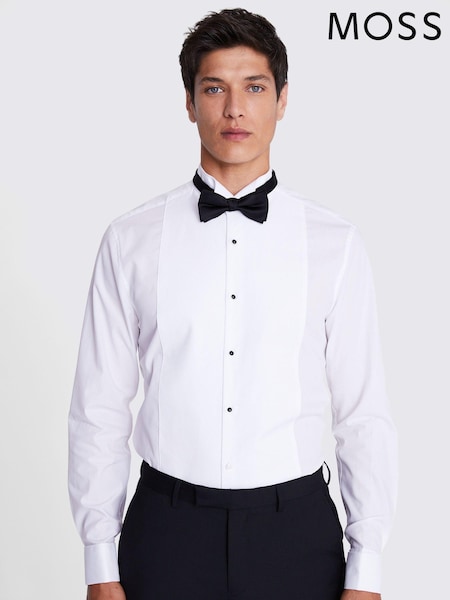 MOSS White Slim Wing Collar Marcella 100% Cotton Dress Shirt (U67969) | £60