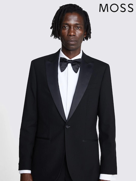 MOSS Black Tailored Fit Tuxedo Suit: Jacket (U67978) | £219