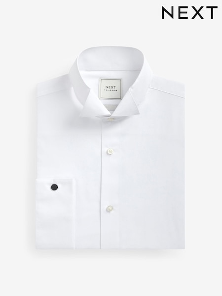 White Regular Fit Easy Care Double Cuff Wing Collar Smart Shirt (U68623) | £20
